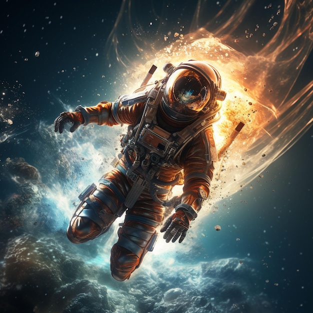 Artystyczny i zabawny wizerunek astronauty