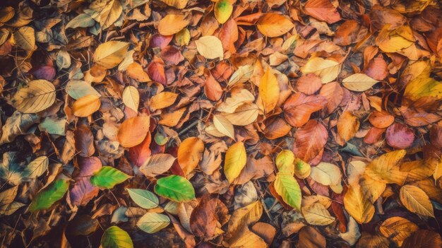 Artystyczny obraz jesiennych liści na ziemi