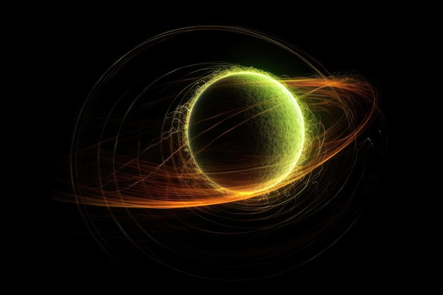 Artystyczny obraz trajektorii piłki tenisowej w kształcie paska światła