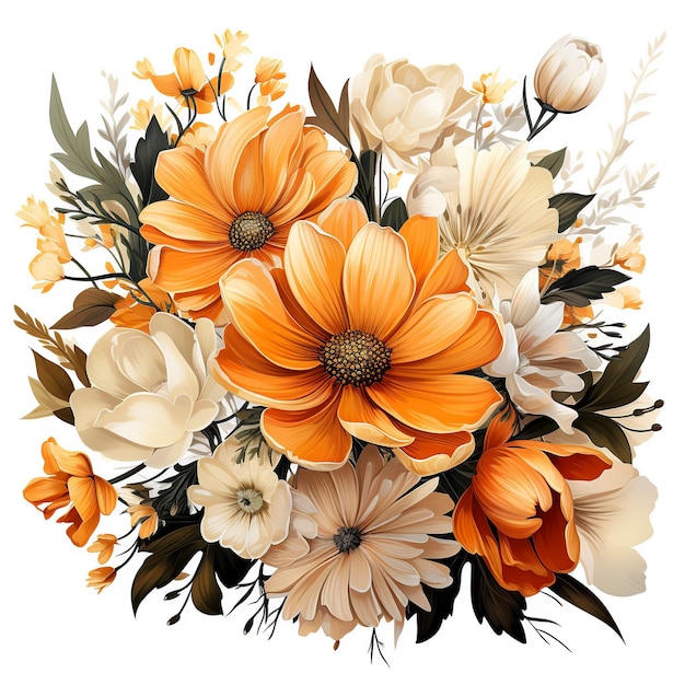 Artystyka akwarelowa kolorowych kwiatów naklejka na białym tle płaski wektor