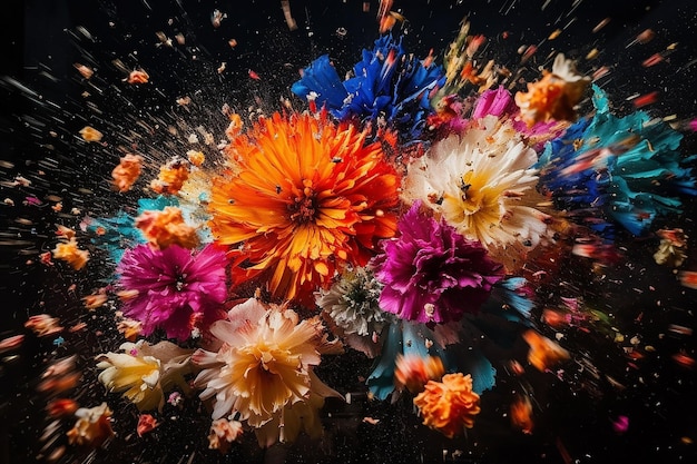 Zdjęcie artystyka eksplozji kwiatów