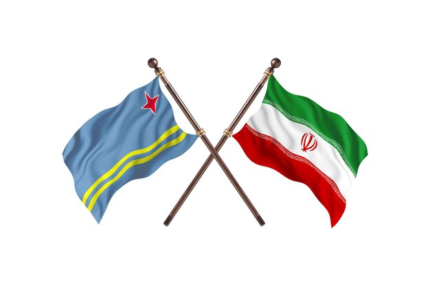 Aruba kontra Iran Dwa kraje flagi w tle