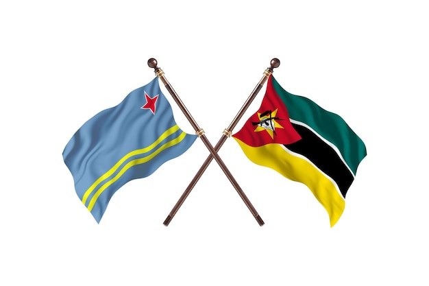 Aruba kontra Mozambik Flagi dwóch krajów w tle