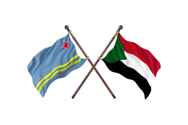 Aruba kontra Sudan Dwa kraje flagi w tle