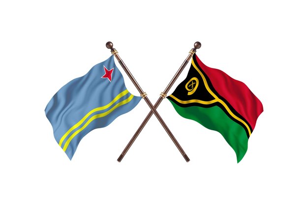 Aruba kontra Vanuatu Tło flag dwóch krajów