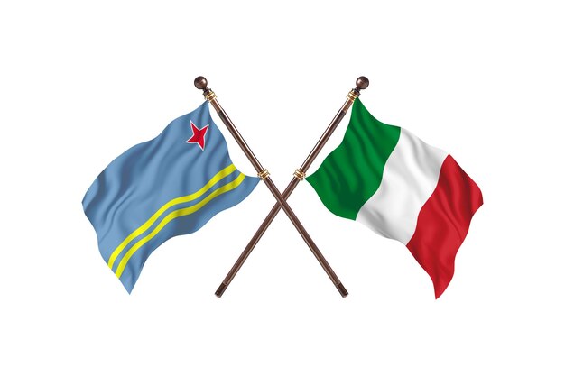 Aruba kontra Włochy Dwa kraje flagi w tle