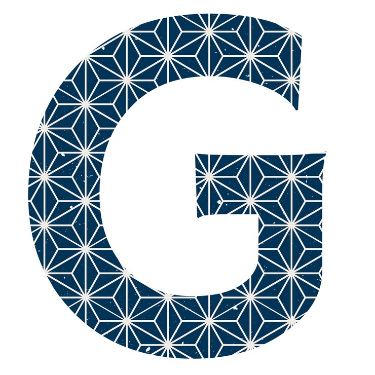 Zdjęcie asanoha litera g japońska png niebieski wzór typografia
