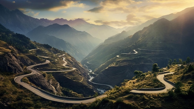 asfaltowa droga w górach koncepcja podróży przyrodniczej