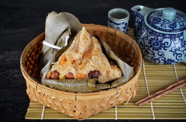 Asian Chinese Rice Dumpling Zongzi zwykle przyjmowane podczas festiwalu