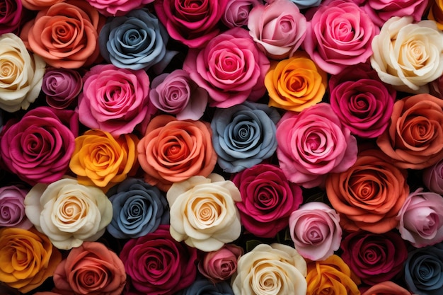 Asortyment kolorowych róż tła