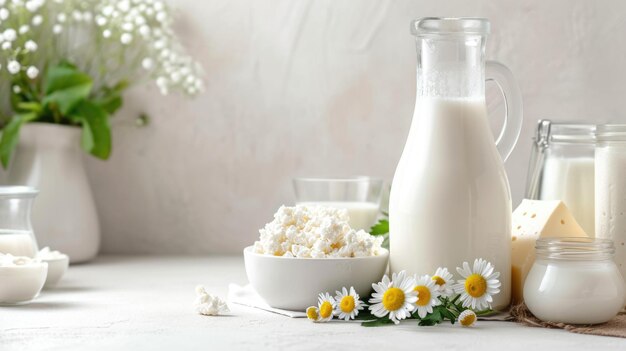 Asortyment produktów mlecznych na świetlnym stole różne rodzaje serów i serów domowych