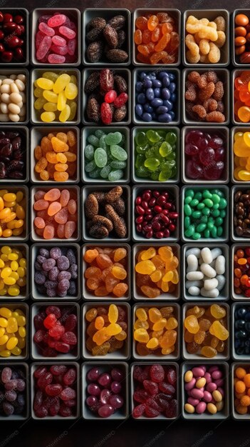 Asortyment różnych kolorowych smakowitych słodyczy Generative Ai