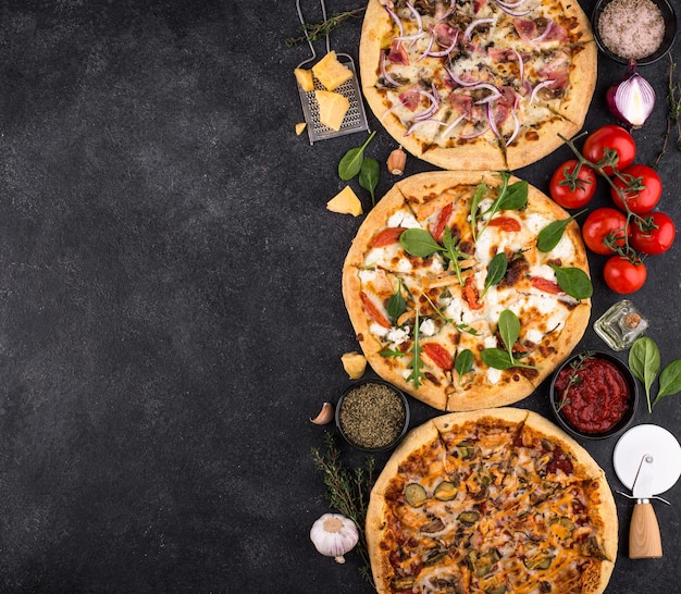 Asortyment różnych rodzajów włoskiej pizzy