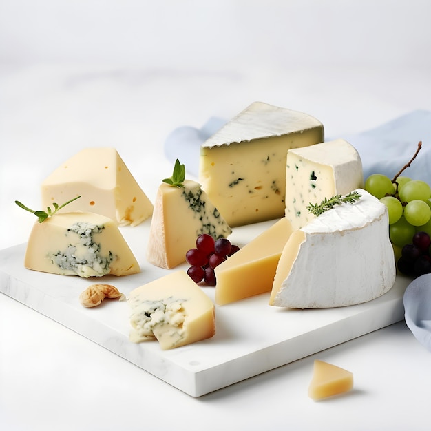 Asortyment serów Różne rodzaje sera na białym tle AI generowane