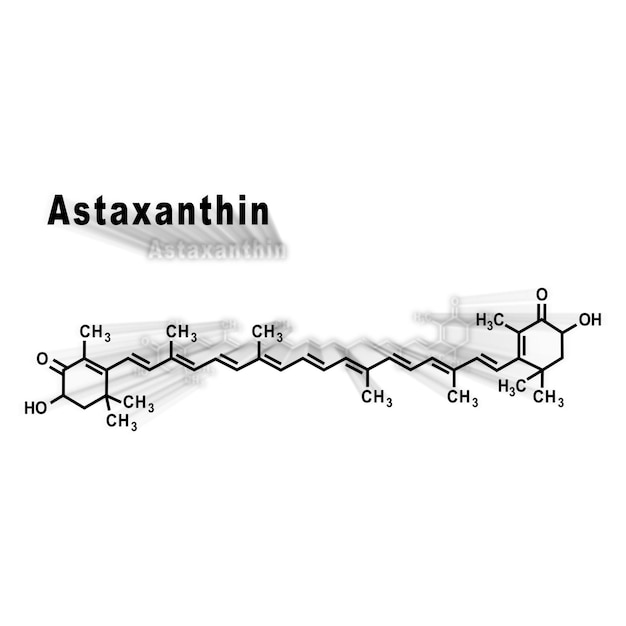 Astaksantyna keto-karotenoid, strukturalny wzór chemiczny na białym tle