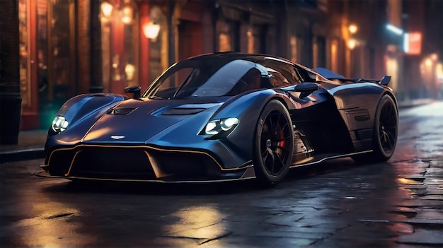 Aston Martin Valkyrie w nocy