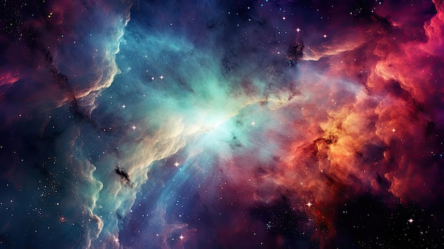 Astrofotografia kolizji galaktyki Vibrant Nebula i gwiazdy