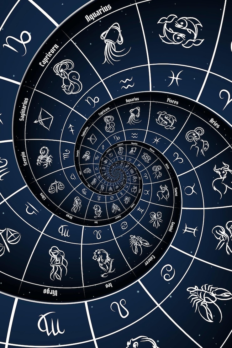Zdjęcie astrologiczne tło z znakami i symbolami zodiaku