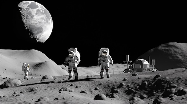 Astronauci lądujący na Księżycu Generative AI