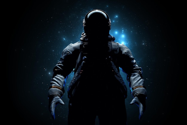 Astronauta kosmonauta odkrywa nowe światy galaktyk panorama fantasy portal do dalekiego wszechświata Astronauta eksploracja kosmosu brama do innego wszechświata render 3d