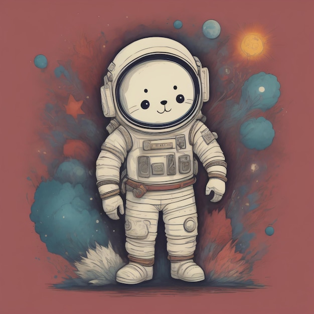 Astronauta na projekcie koszulki kosmicznej