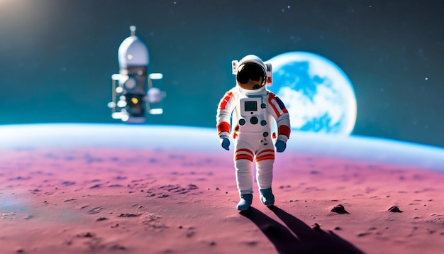 Astronauta na tle planety renderowania 3d