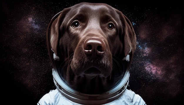 Astronauta pies labrador w kolorze czekoladowym