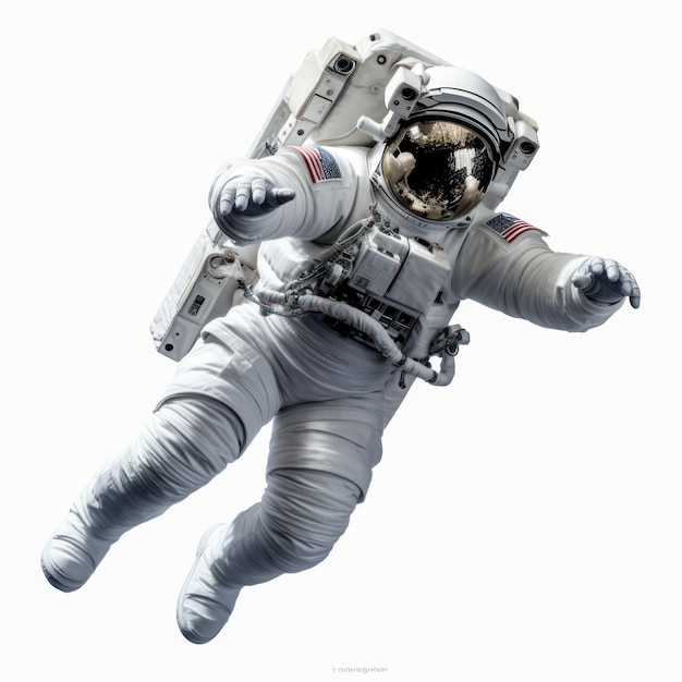 Astronauta pływający na białym tle