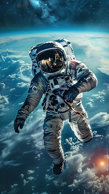 Astronauta pływający na orbicie Ziemi