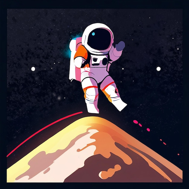 Zdjęcie astronauta pływający z księżycem ikona wektorowa ilustracja kosmiczny maskotka karikatura postać nauka ikona koncepcja izolowana