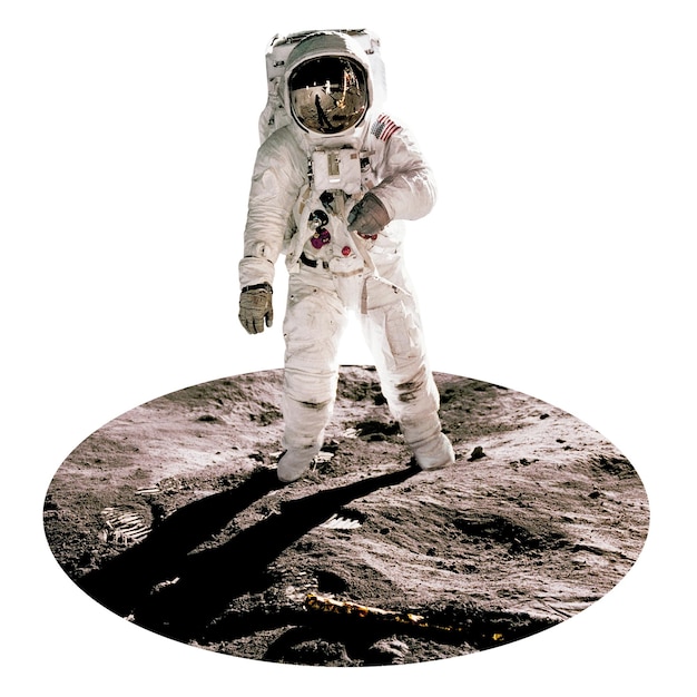 Astronauta png owalna naklejka odznaka misja na Księżyc zdjęcie przezroczyste tło