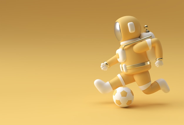 Astronauta Renderowania 3d Kopie Piłki Nożnej Bal 3d Ilustracja Projektu.