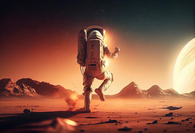 Astronauta tańczący hip-hop na przestrzeni