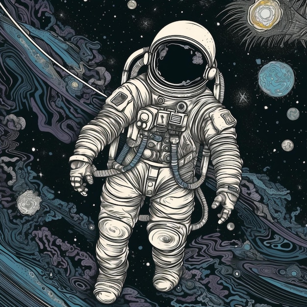 astronauta unoszący się w ogromnej pustce kosmosu