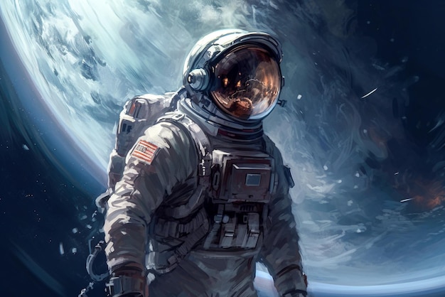 Astronauta w kosmosie Kosmiczne tło Science fiction Generatywna sztuczna inteligencja