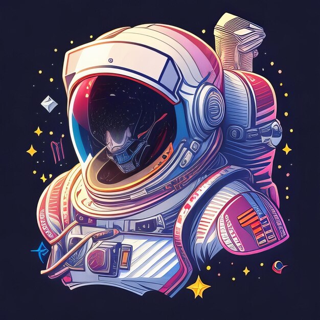 Astronauta w kreskówce kosmicznej