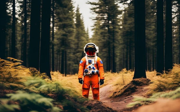 Astronauta w lesie