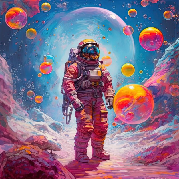 astronauta w przestrzeni kolorowe streszczenie sztuki kosmicznej