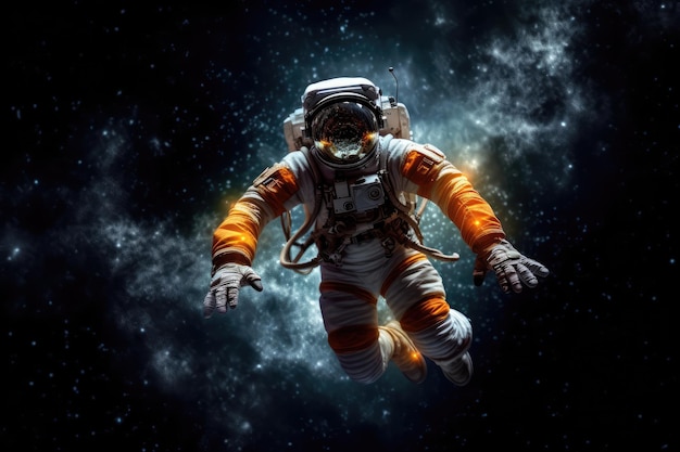 Astronauta w przestrzeni kosmicznej badający inne światy