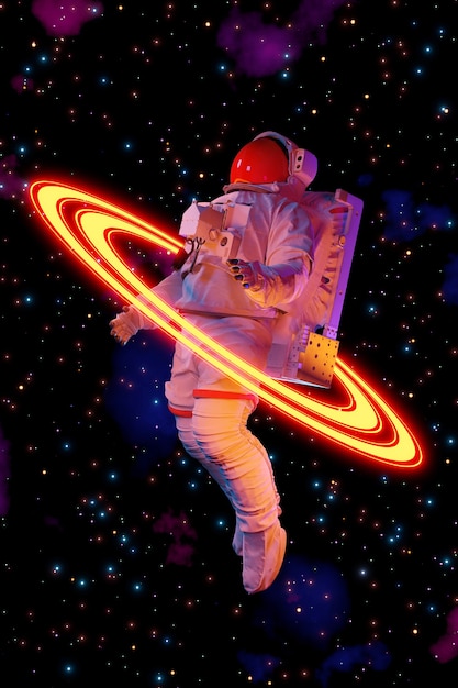 Astronauta w przestrzeni kosmicznej renderowania 3d