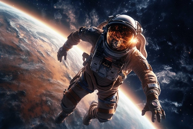 Astronauta w przestrzeni kosmicznej Science fiction Elementy tego obrazu dostarczone przez NASA