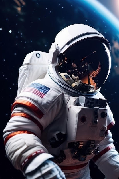 Astronauta w skafandrze. Beautiful illustrationobraz Generative AI