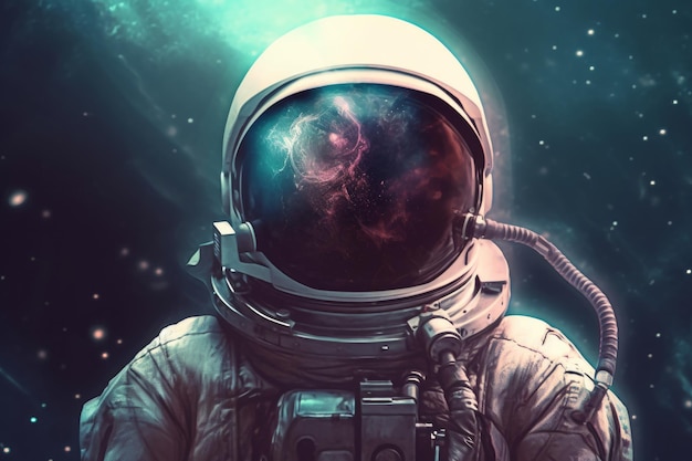 Astronauta w tle kosmosu Ilustracja AI Generative