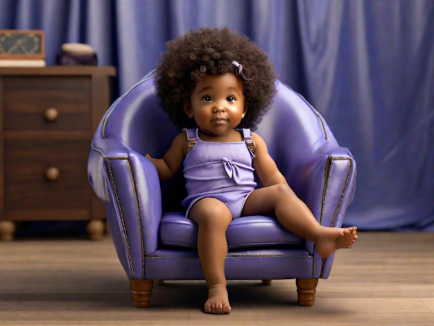 Astronom, afroamerykańskie dziecko, leżące na krześle, pozycja periwinkle