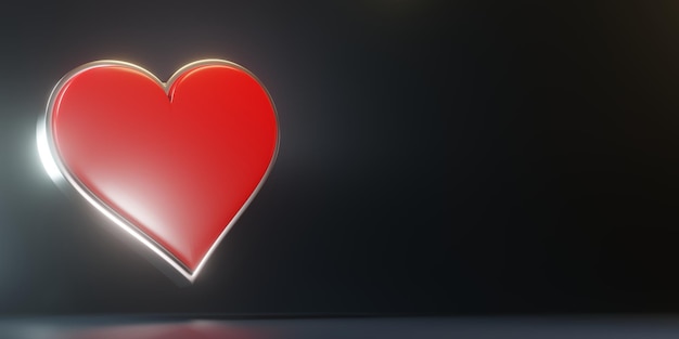 Asy do gry w karty symbolizują serca w czerwonych kolorach izolowane na czarnym tle renderowania 3D