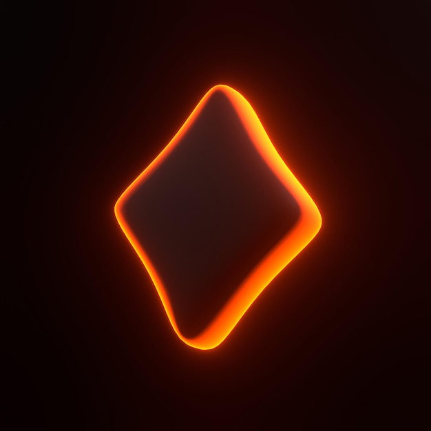 Zdjęcie asy grające w karty symbolizują diamenty z jasnymi świecącymi pomarańczowymi neonami na czarnym tle 3d