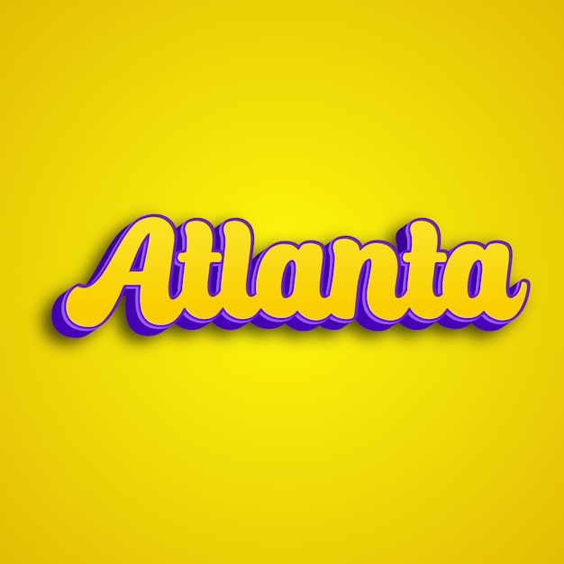 Atlanta typografia 3d projekt żółty różowy biały tło zdjęcie jpg.