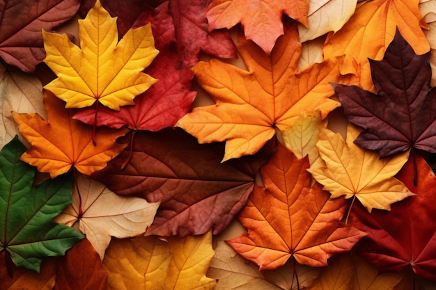 Atmosfera jesieni Żywy zbiór kolorowych liści zanurzonych w 32 ramkach