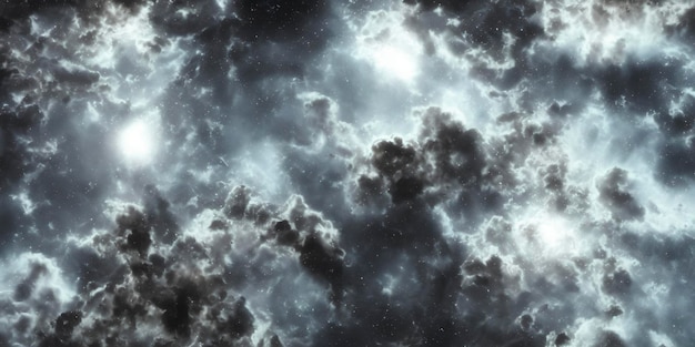 Atmosferyczna kolorowa mgławica i jasne gwiazdy w głębokiej przestrzeni.