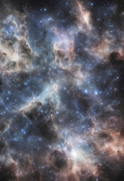 Zdjęcie atmosferyczna kolorowa mgławica i jasne gwiazdy w głębokiej przestrzeni.
